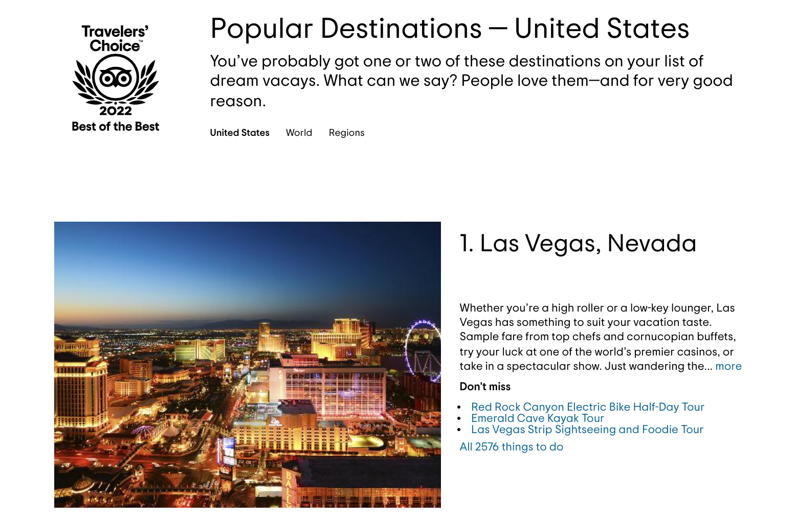 #1 travel destination in the u.s. 2022